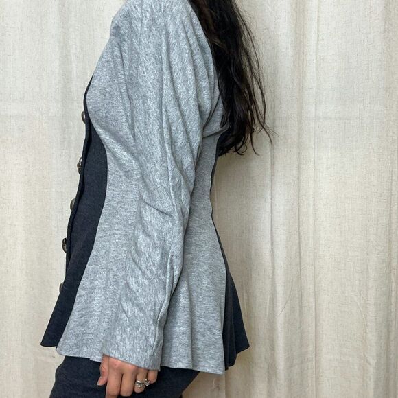 vtg 80s All that Jazz grey knit skirt suit posh statement 2 piece set Medium - Picture 3 of 12